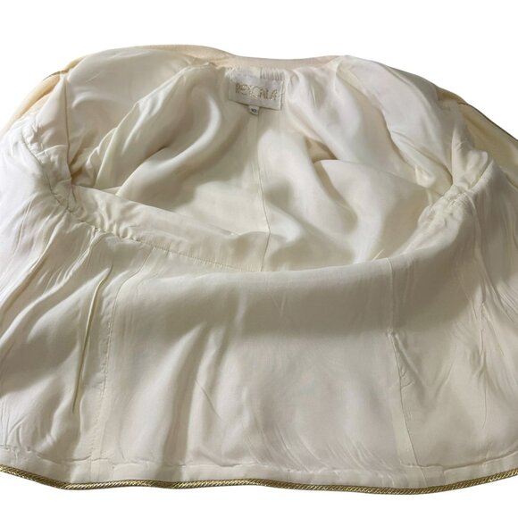 Rescala Formal Jacket Blazer White Wool Crepe Gold Trim Size 10 Vintage 1990s - Picture 8 of 10